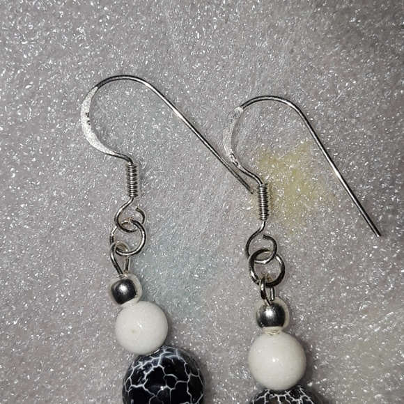 Black Dream Fire DragonVein Agate Necklace/Earring - Picture 7 of 8